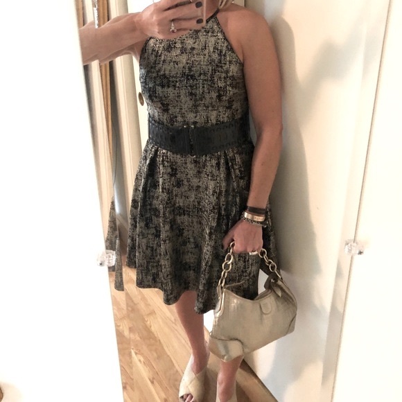 Soprano Gold Metallic Skater Dress - Picture 2 of 11